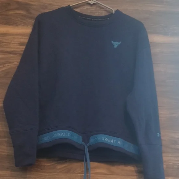 Under Armour x Project Rock XS Cropped Baggy Crewneck Workout Sweatshirt - Picture 2 of 8